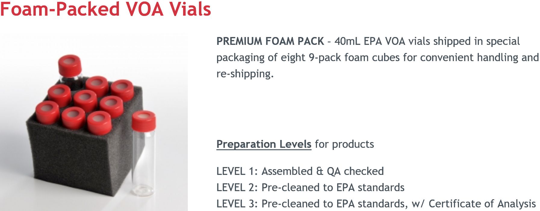 QEC Foam vials